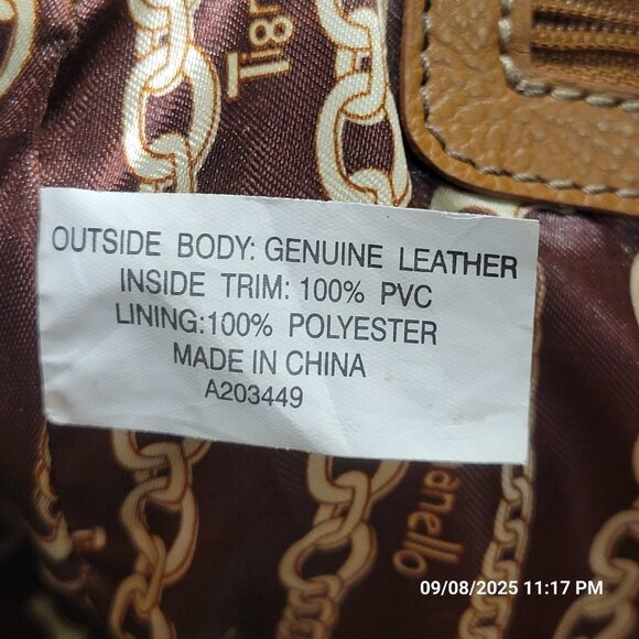 Tignanello Women's Pebbled Leather Tan Double Handle Shoulder Bag - Picture 8 of 9